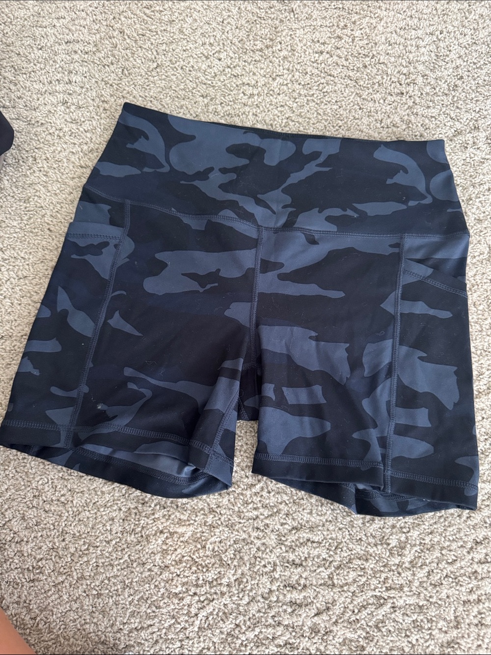 Reflex Black & Charcoal Camo High-Waist Bike Shorts